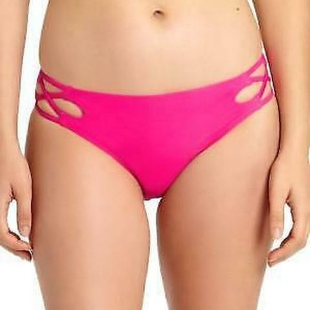 CALLISTO of California Womens Caged Hipster Swim Bottom Separates-L/Rasperry